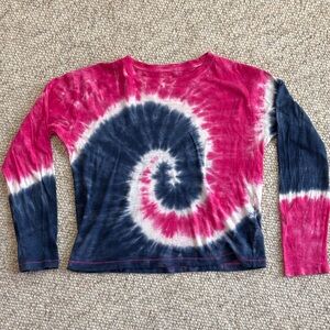 Vineyard Vines Tie-Dye Long Sleeve Shirt - Pink and Blue, size 10-12
